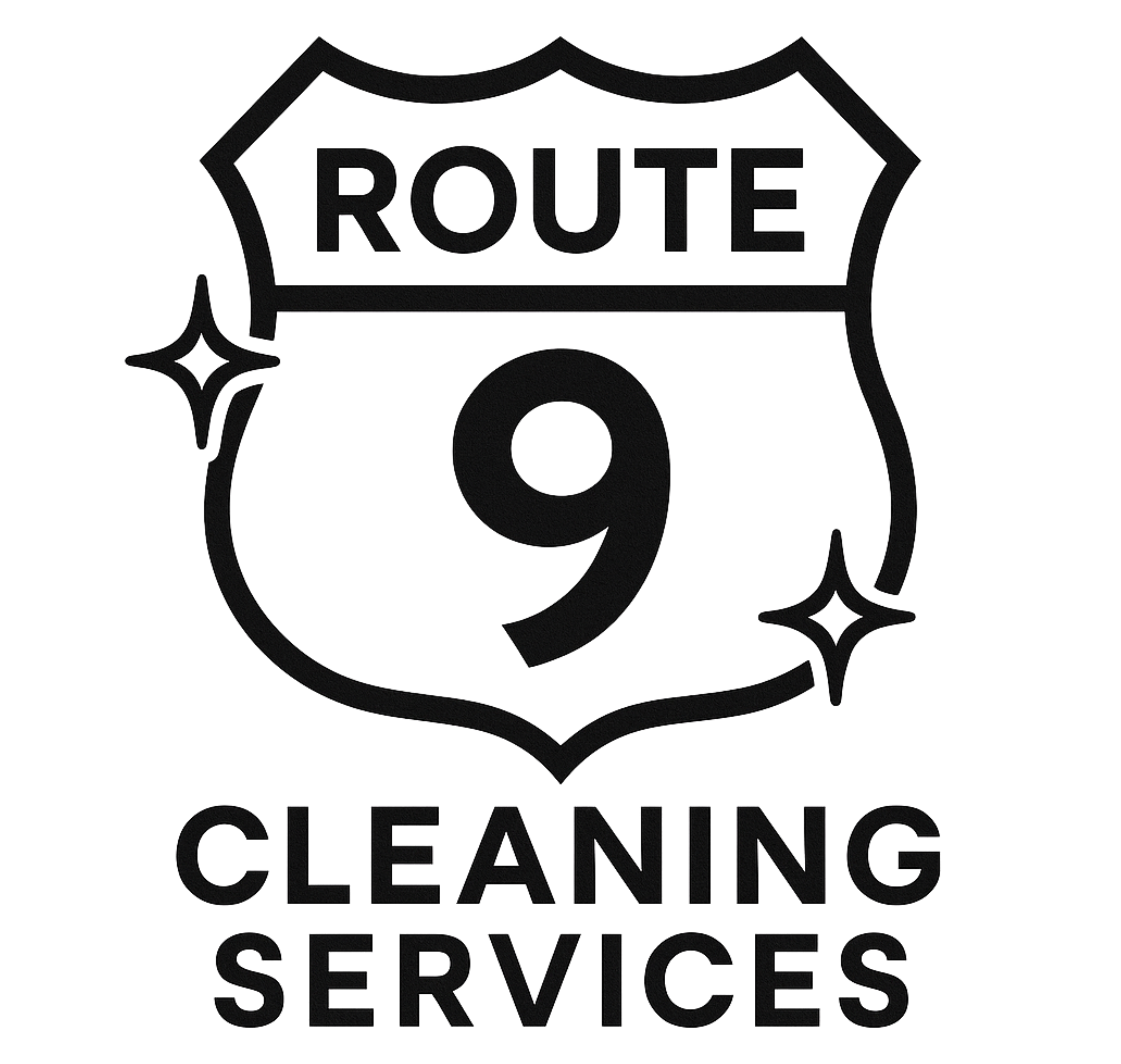 Route 9 Cleaning Services logo featuring a shield design with "ROUTE 9" and "CLEANING SERVICES" text, symbolizing trust and professionalism in cleaning solutions.