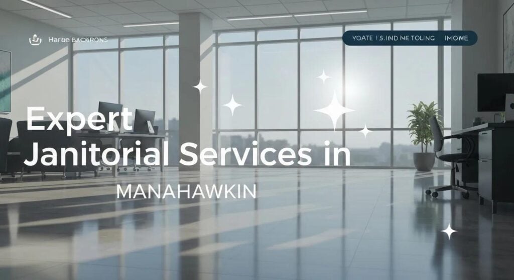 Expert janitorial services in Manahawkin, modern office space with polished floors, bright windows, and professional furnishings.